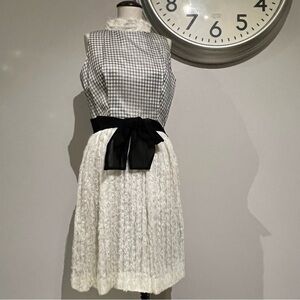 Vintage Black and White Gingham Lace Dress